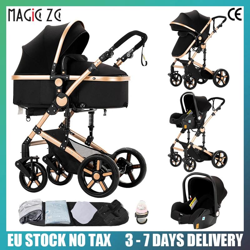 Poussette bébé 3 en 1, combos de poussette de siège auto, poussette bébé multifonctionnelle haute pa