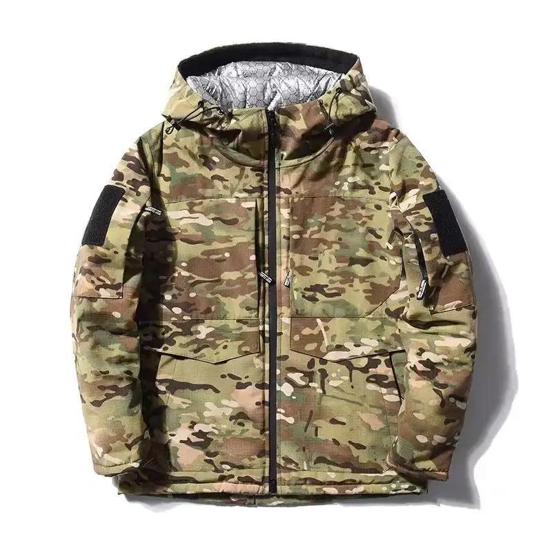 Veste thermique en coton camouflage militaire C09 pour homme, épaisse, chaude, coupe-vent, avec ferm