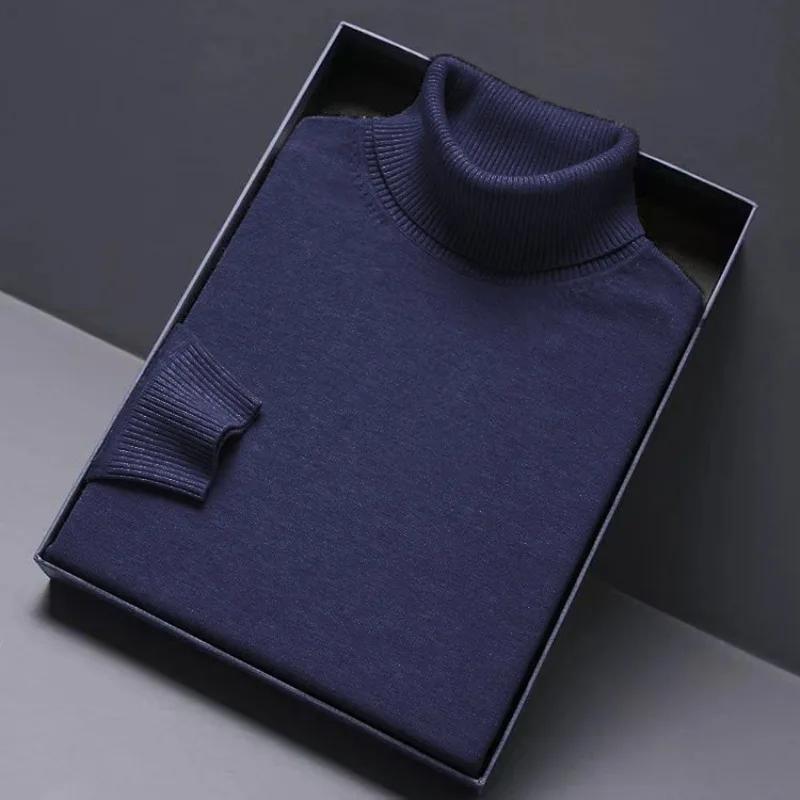 Jeu d'animaux col roulé tricots de luxe hommes pull coupe longue pull chandails couleur unie hommes