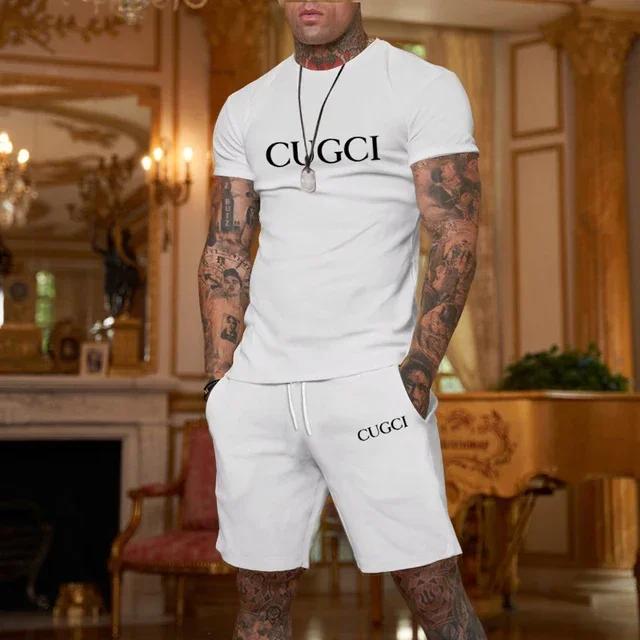 Ensemble sportif décontracté pour homme, t-shirt et short à manches courtes, tendance et à la mode,