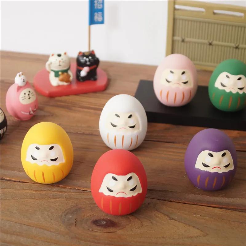 Mini Daruma japonais, Figurines Fengshui en céramique, breloque porte-bonheur, ornement Zen, décorat