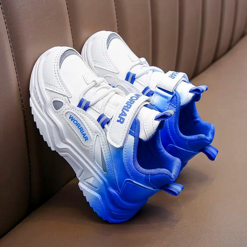 Chaussures de sport pour enfants, baskets de course en cuir dégradé, durables, semelle souple, Style