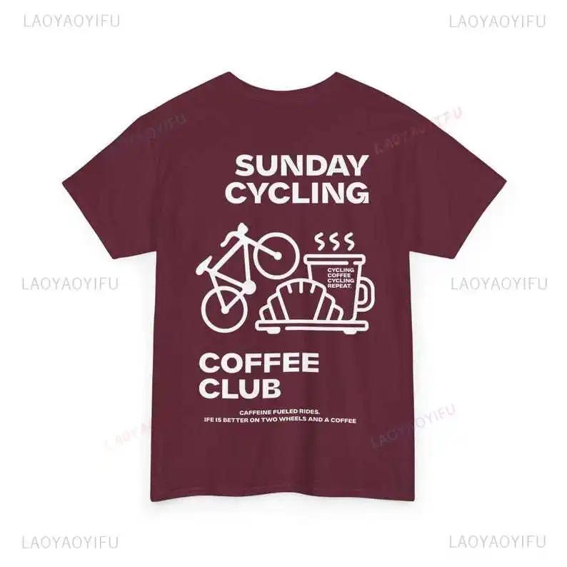 Dimanche cyclisme café Club graphique t-shirts unisexe femme homme été vélo haute qualité coton T-sh