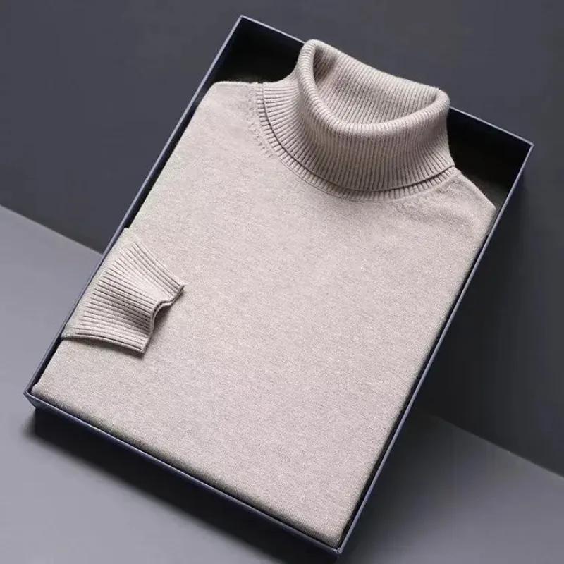 Jeu d'animaux col roulé tricots de luxe hommes pull coupe longue pull chandails couleur unie hommes