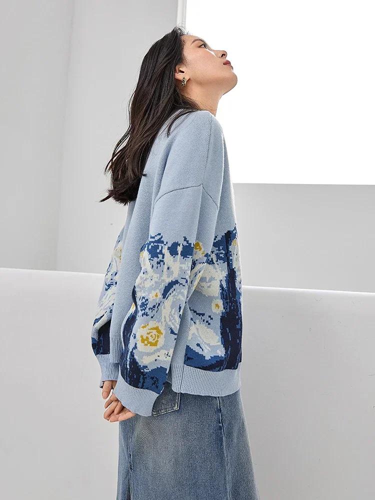 Cardigan d'hiver pour femmes, pull tricoté de styliste, manteau, nouvelle mode imprimée, col en v ép