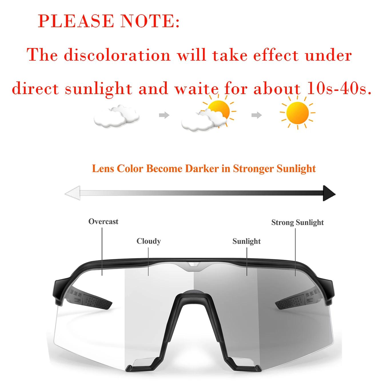Lunettes de soleil photochromiques pour hommes et femmes, en plein air, vtt, vélo, cyclisme, course
