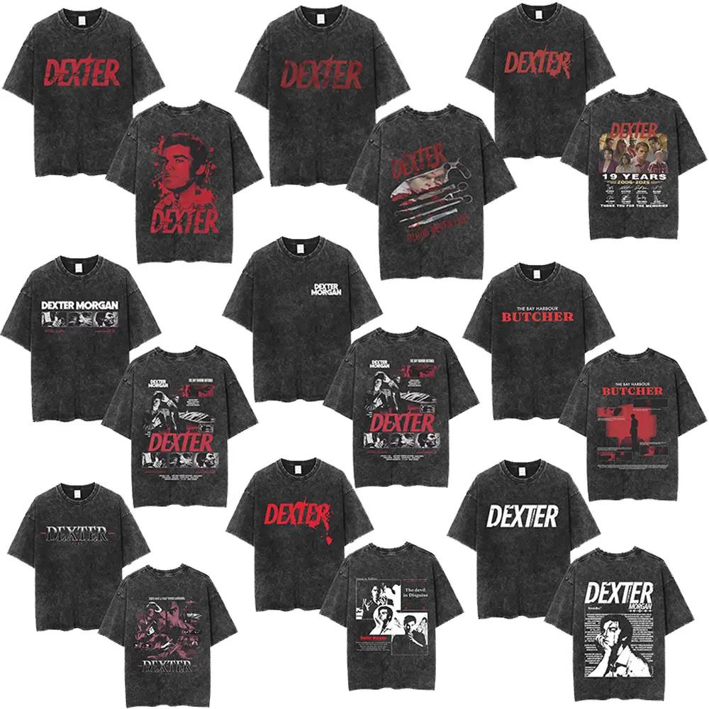 TV Play Dexter Morgan Lavé Vintage T-shirts Hommes Femmes Rétro Surdimensionné Manches Courtes T-shi