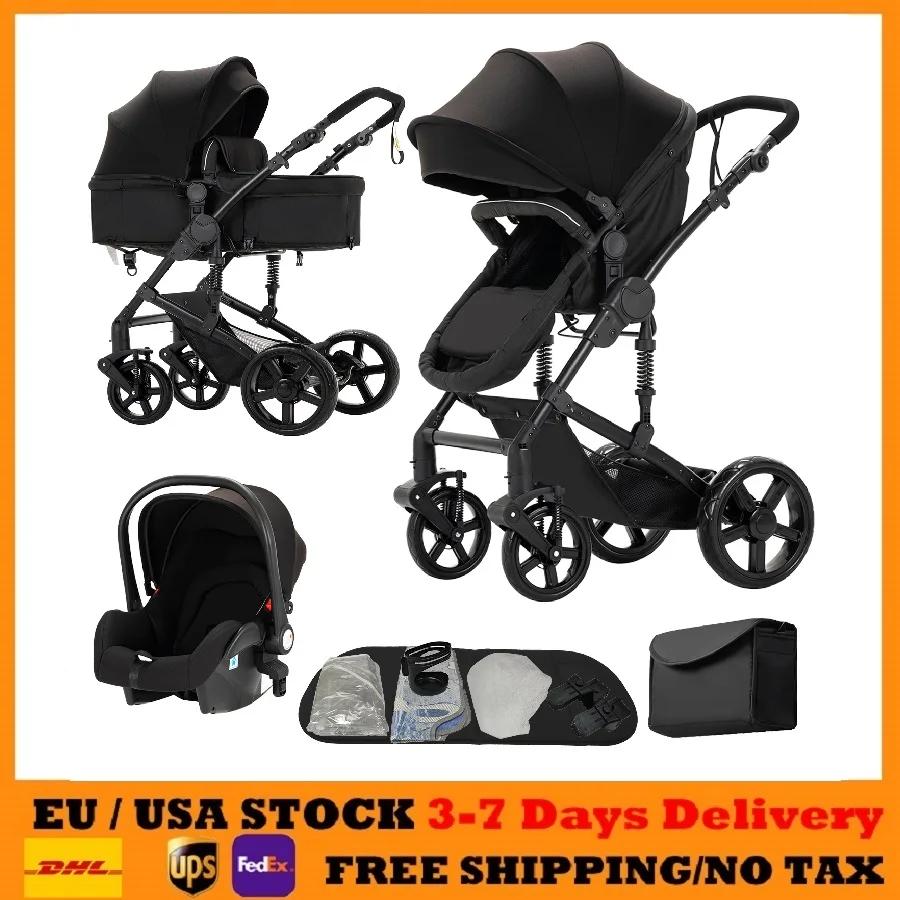 Système de voyage pour bébé 3 en 1, poussette pliable légère avec berceau, siège auto détachable inc