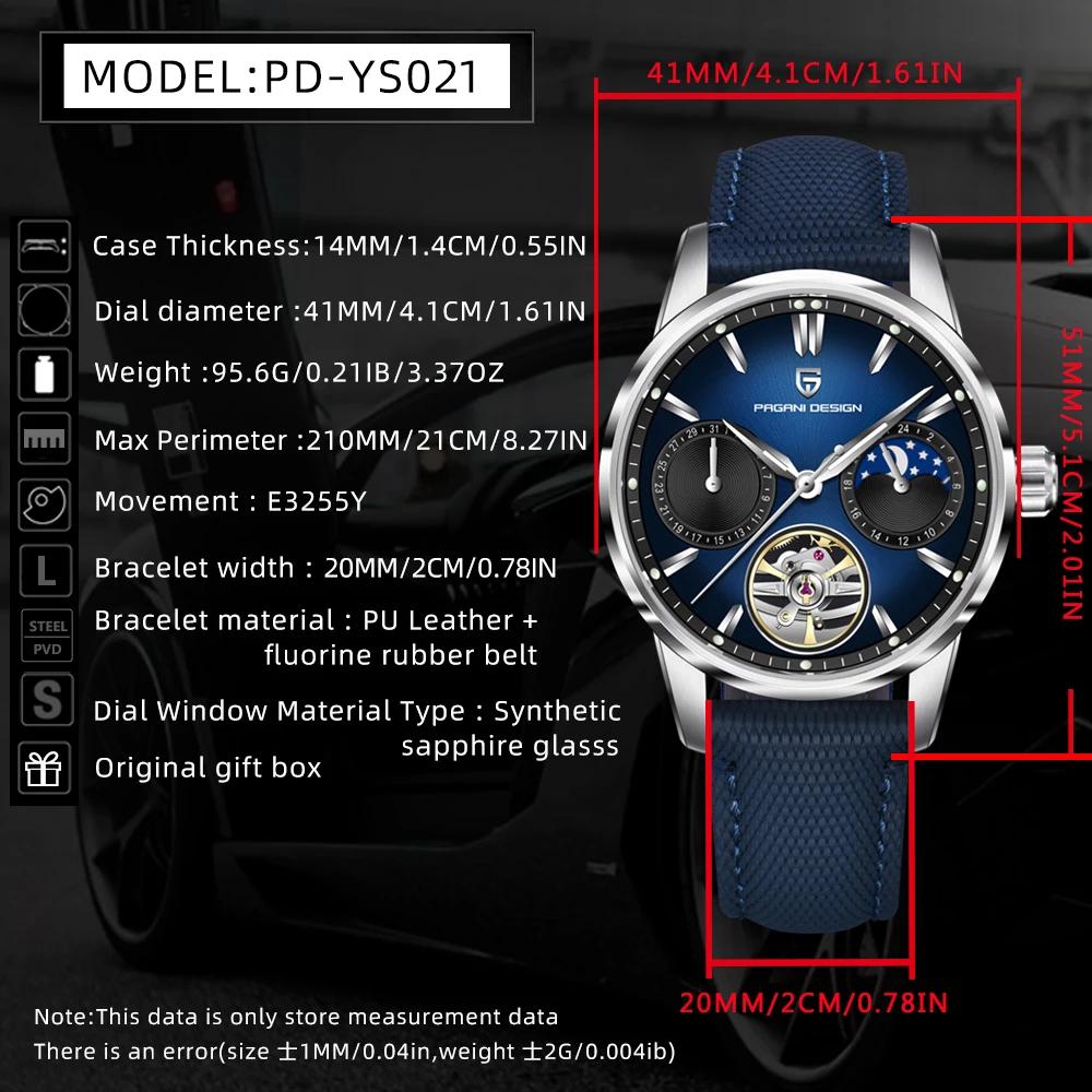 Montre mécanique pour homme PAGANI DESIGN 2026 E3255Y 41 mm, cristal saphir, acier inoxydable, calen