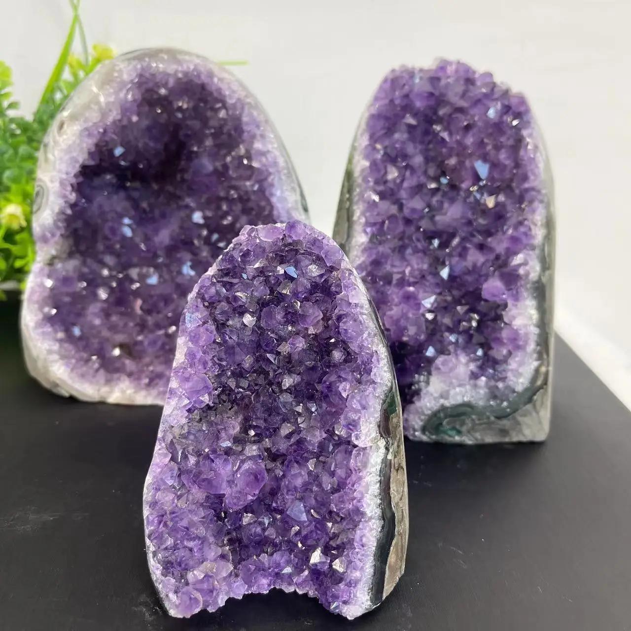 Grappe de cristal naturel améthyste pierre géode Quartz brut minéraux véritable Uruguay décoration d