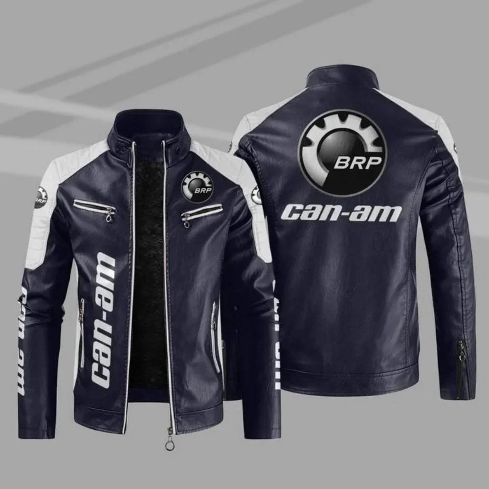 BRP Can-am Logo hommes moto veste en cuir PU QK089 hiver décontracté Vintage pardessus Biker Bomber