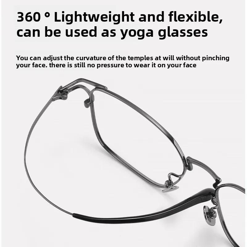 Lunettes d'affaires en titane pour hommes, monture complète géométrique XXL – Conception professionn