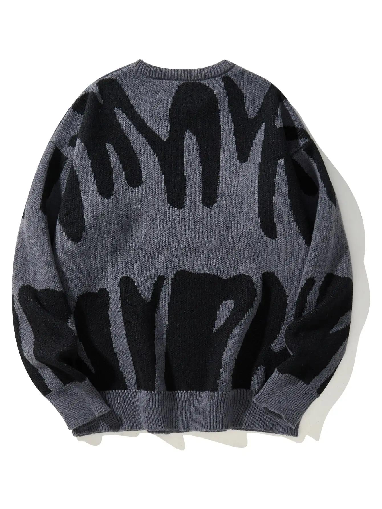Pull à col rond à motif jacquard irrégulier pour hommes, pull décontracté, document d'abonnés, popul