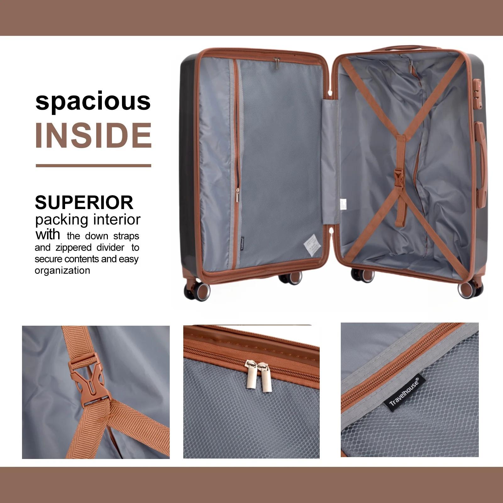 Ensemble de bagages 5 pièces, valises avec roues à double rotation et serrure TSA, valise rigide 3 p