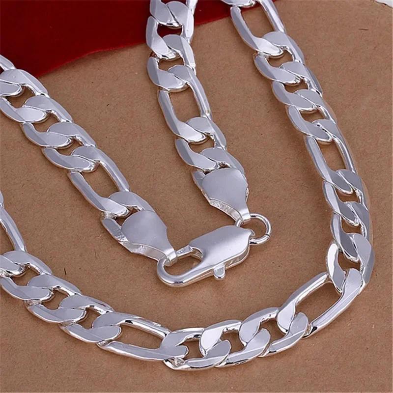 Collier en argent Sterling 925 massif pour hommes, chaîne cubaine classique de 12mm, breloque de 18