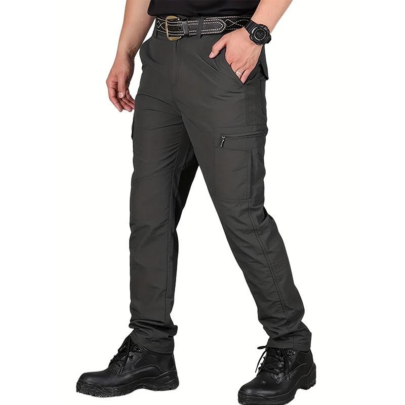 Pantalon Cargo décontracté pour hommes, plusieurs poches, séchage rapide, fin, randonnée en plein ai