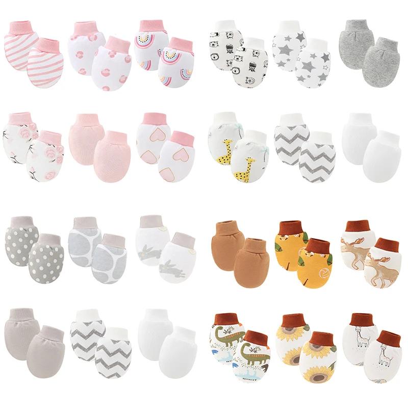 Gants de Protection pour nouveau-né, 6 paires/lot, mitaines pour bébé garçon, en coton doux, anti-ra