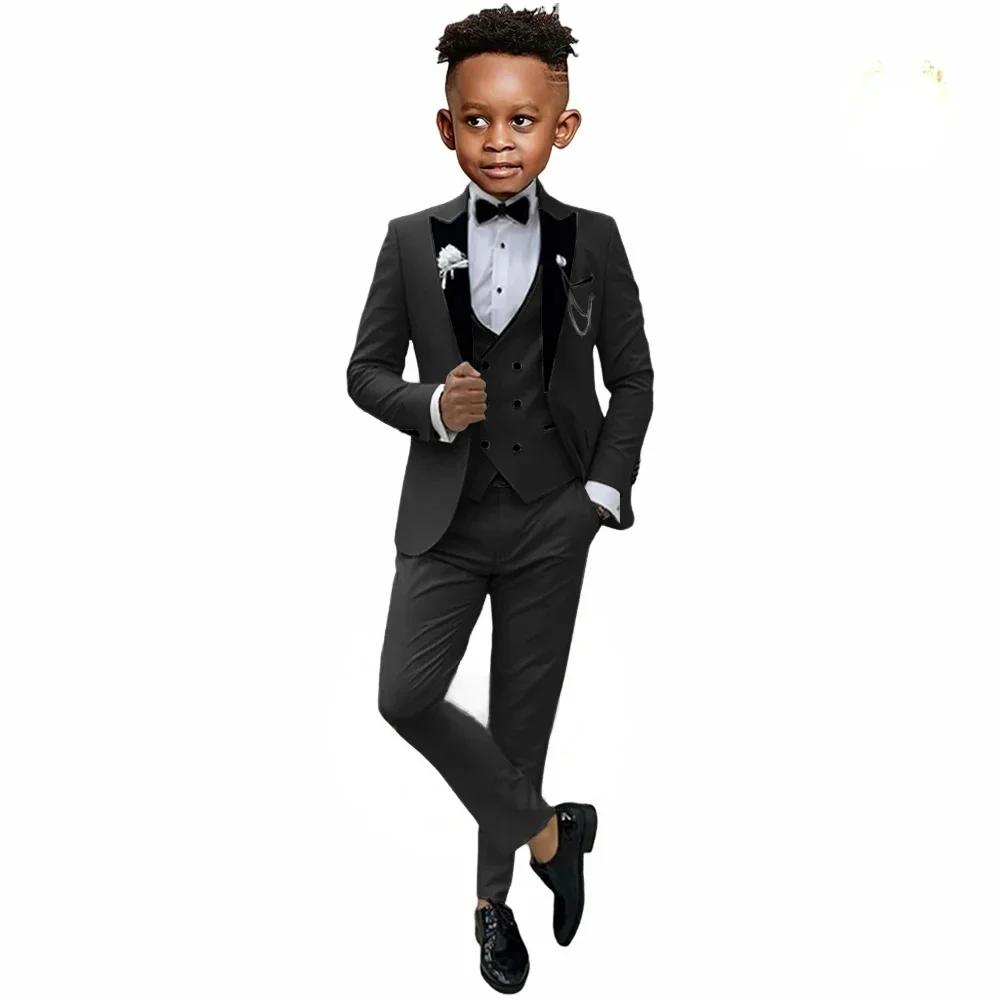 Costumes formels pour garçons de 2 à 16 ans, veste de mariage avec pantalon, gilet, ensemble 3 pièce