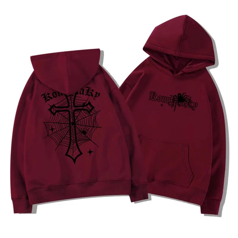 Sweat-shirt à capuche chaud en polaire pour hommes adultes, européen et américain, croix d'araignée,