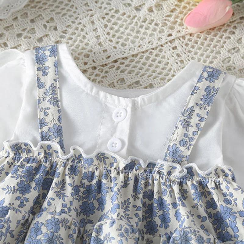 Combinaison coton manches longues nouveau-né fille - Costume batterie chapeau imprimé automne printemps