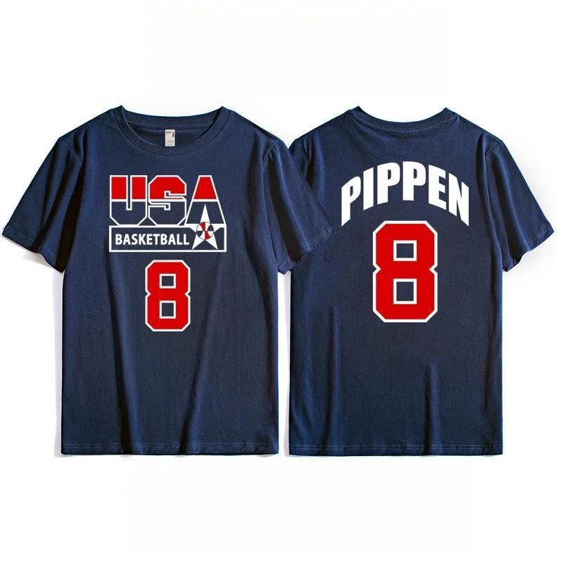 T-shirt d'entraînement de l'équipe de basket-ball américaine pour hommes, vêtements de sport rétro d