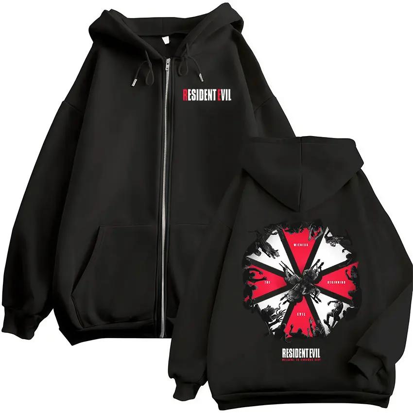 Sweat-shirt à capuche à fermeture éclair Resident Evil 4, pour fans du jeu CAPCOM, pull-over rétro à