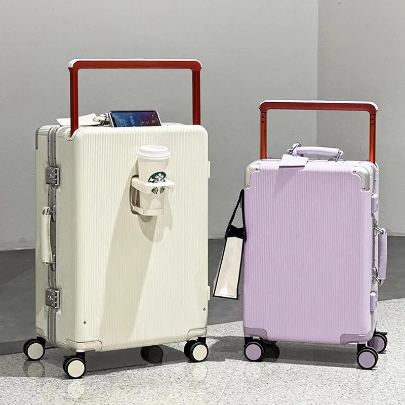 Imu-Valise de voyage à poignée large pour hommes et femmes, bagage à main, cadre en aluminium PC, va