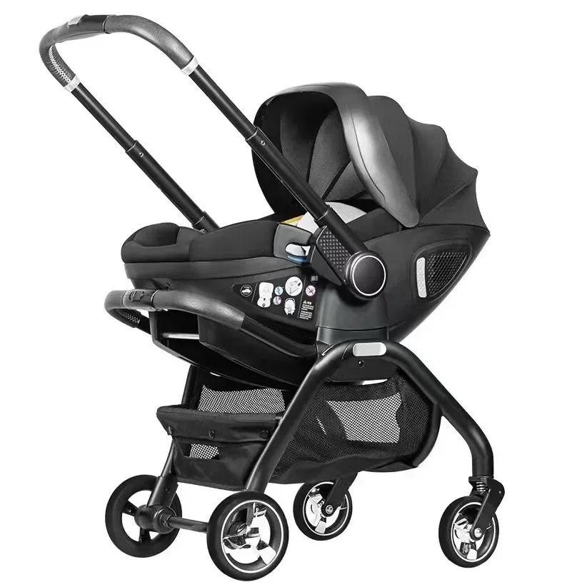 Poussette 3en1 nouveau-né convertible - Siège auto luxe multifonctionnel avec direction bidirectionnelle UE