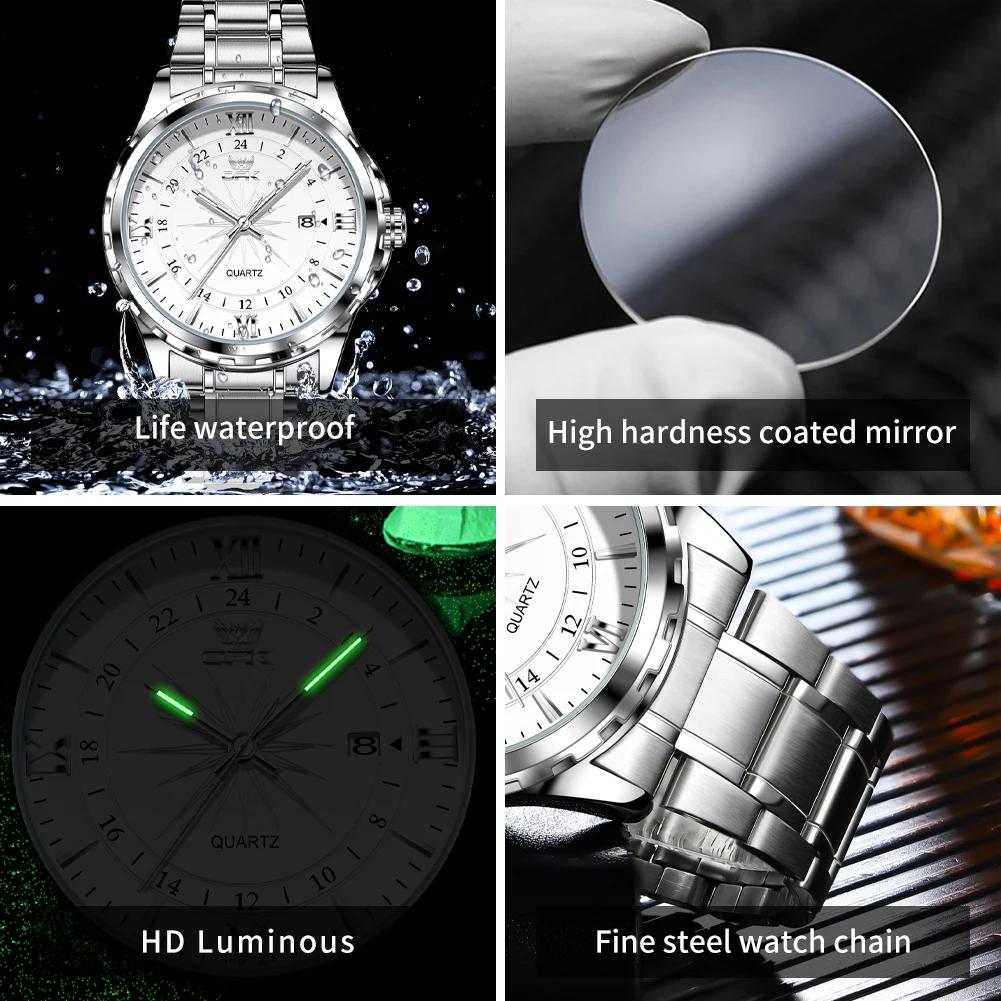 Montre à quartz pour hommes avec ceinture en acier de marque OPK à double calendrier 6003