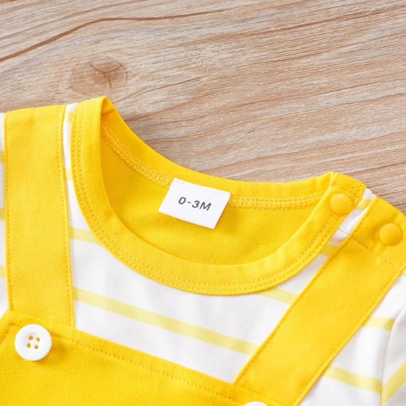 Vêtements pour nouveau-né, Animal-YellowDogPrint, combinaison pour nourrissons, manches courtes, pyj