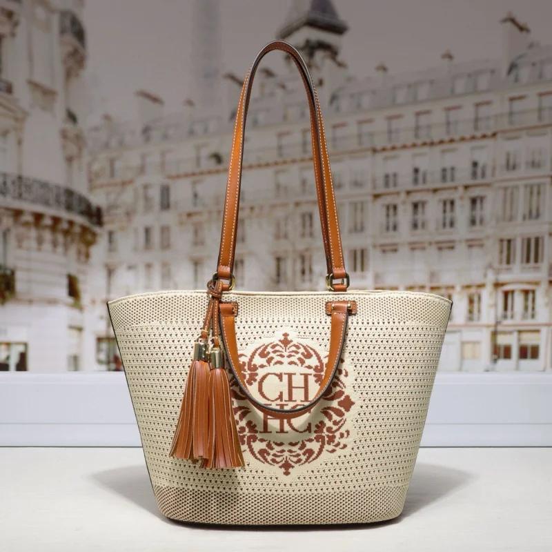 CHCH nouveau sac fourre-tout en tricot pour femmes grand sac de plage bandoulière Shopper avec lettr