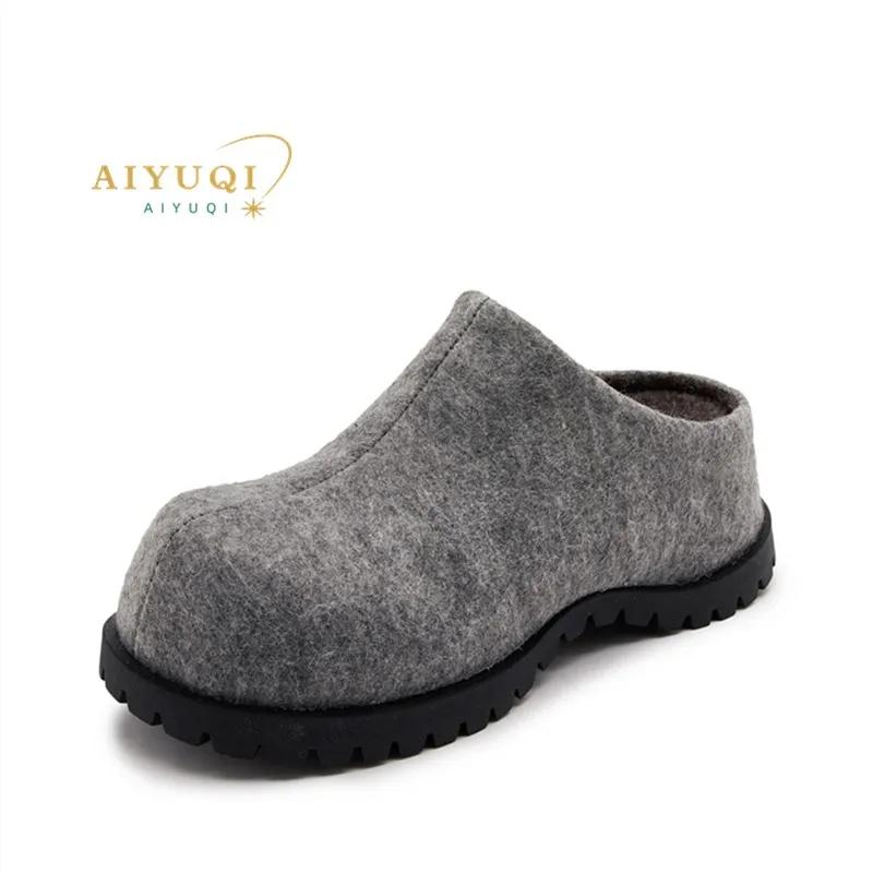 AIYUQI chaussons pour femmes porter nouveau 2025 automne bout rond flanelle bout fermé chaussons pou