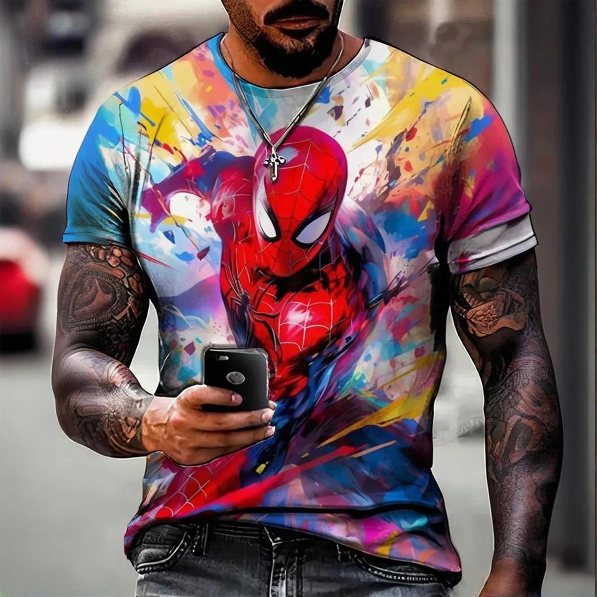 2025 été coloré hommes haut T-shirt 3D imprimé Spider Man venin motif décontracté mode à manches cou