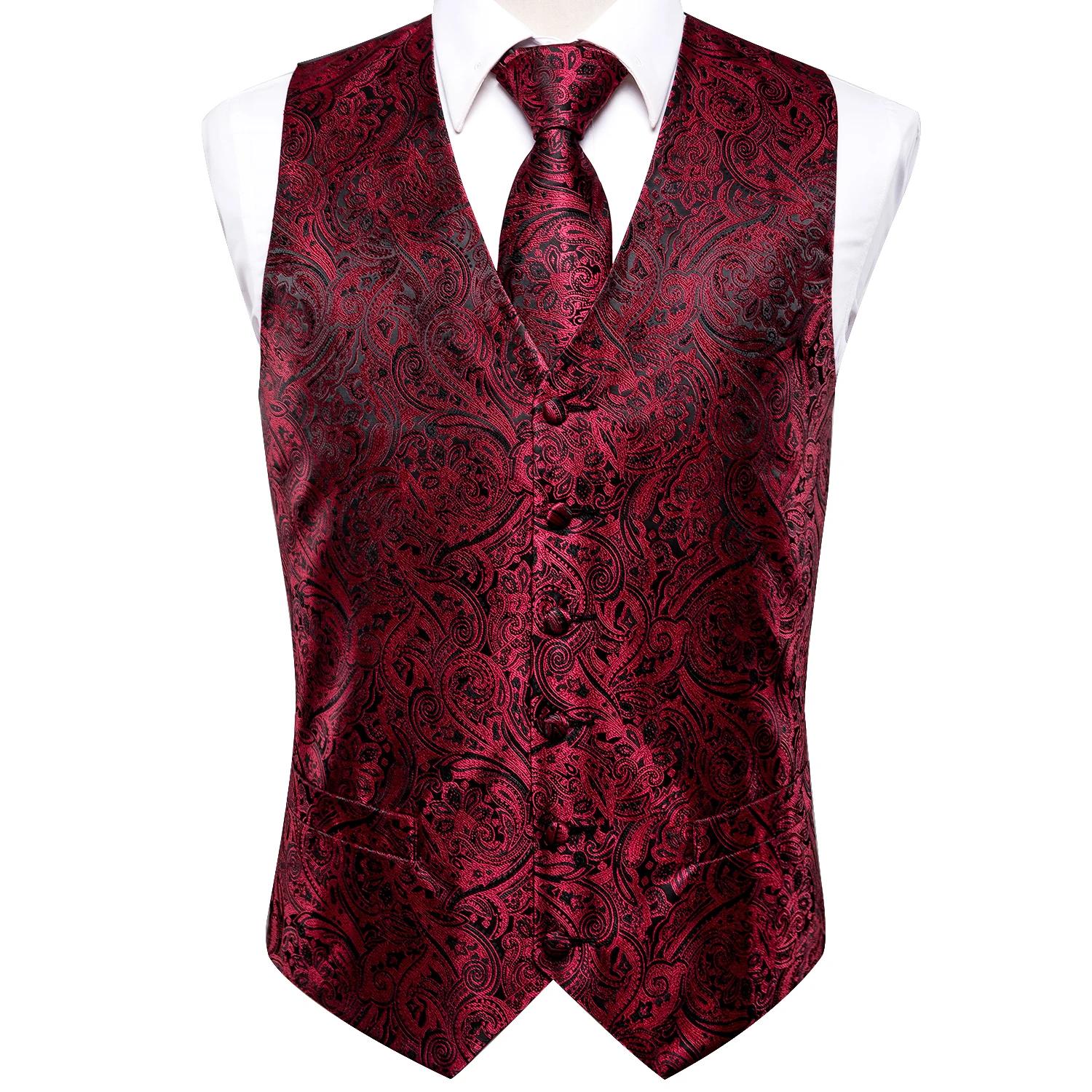Ensemble de gilet jacquard, cravate, pochette, boutons de manchette et broche pour homme, pour costu