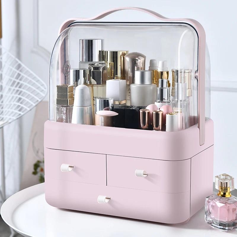 Boîte de réception de cosmétiques, 1 pièce, organisateur de maquillage de bureau anti-poussière avec