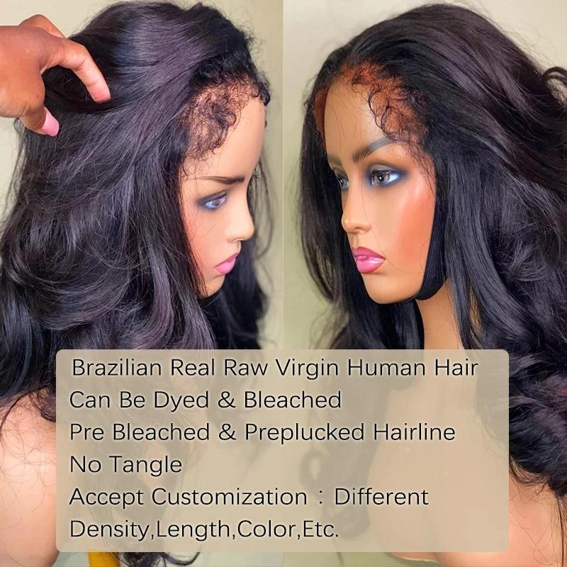 Perruque Lace Closure Wig 250% naturelle, Body Wave, cheveux vierges, 13x6, perruque Lace Front Wig,