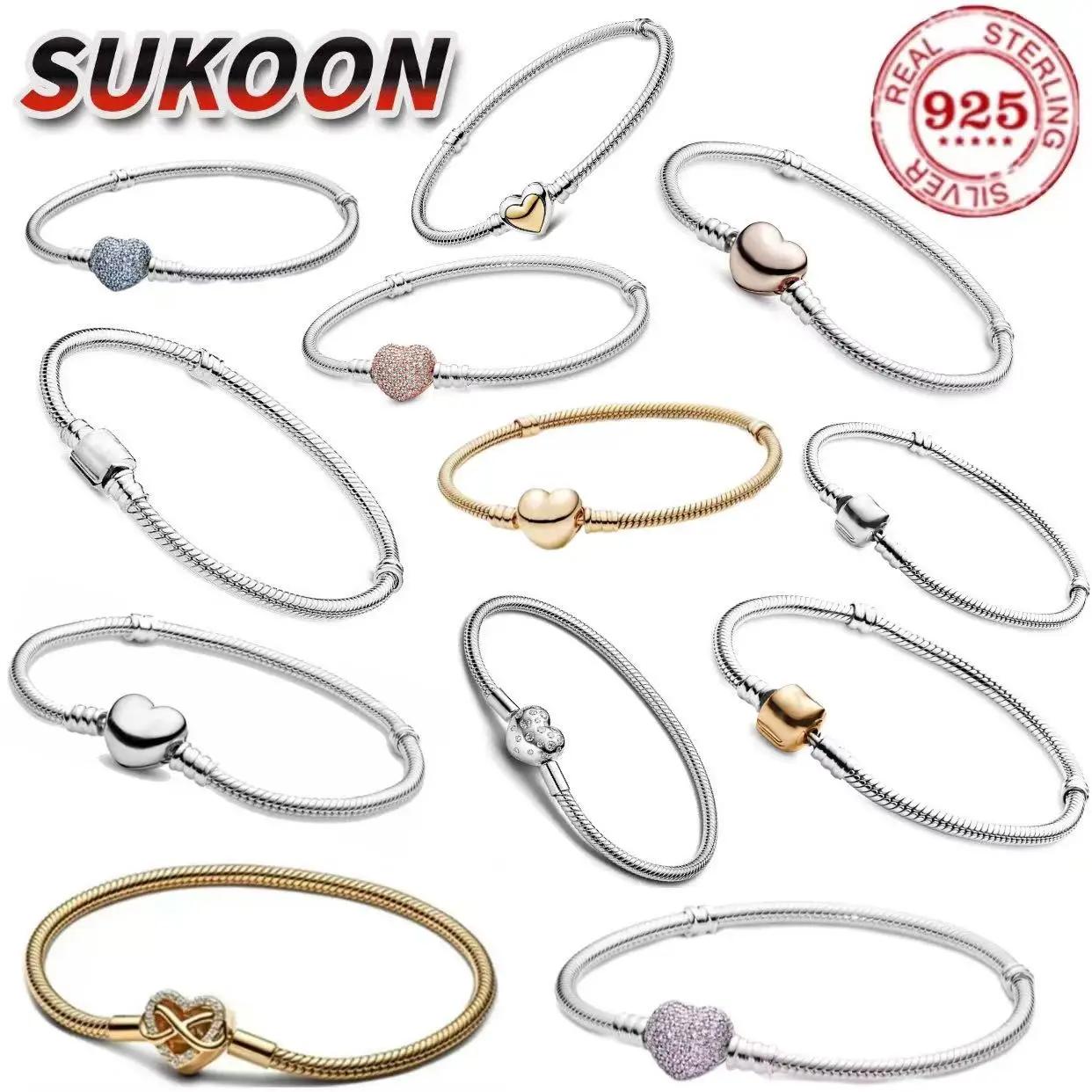 Bracelet en argent pur 925% pour femmes, zircon en forme de cœur romantique, bijoux à breloques orig