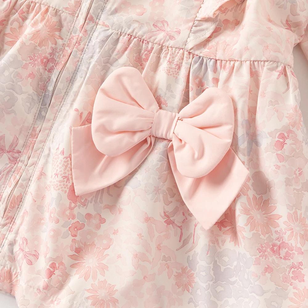 Vestes imperméables Dave Bella pour filles, automne printemps, veste à capuche à imprimé floral pour