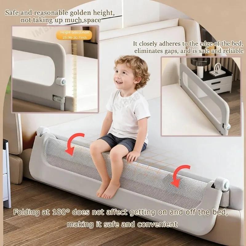 Barrière de lit en forme de L à un seul côté IMBABY | Barrière de sécurité pliable pour bébé sans