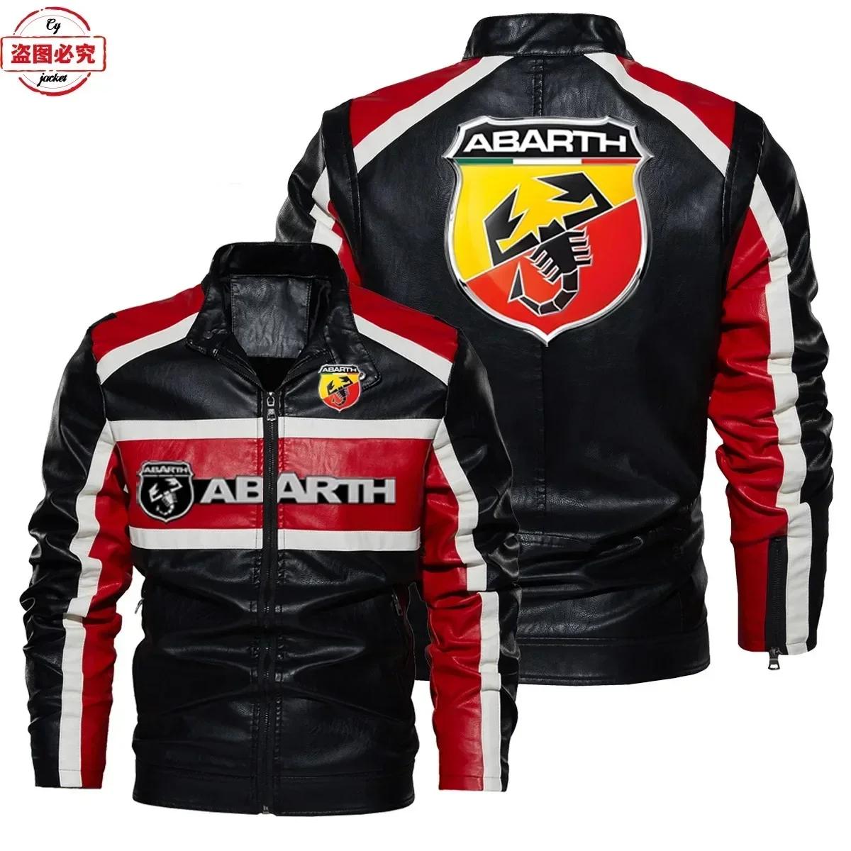 Veste en cuir avec logo de voiture ABARTH, veste rétro en cuir pu, coupe-vent, veste d'automne et d'