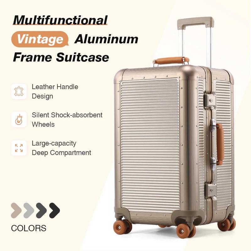Valise en alliage d'aluminium et de magnésium, compartiment 3:7, roues silencieuses, serrure TSA, po