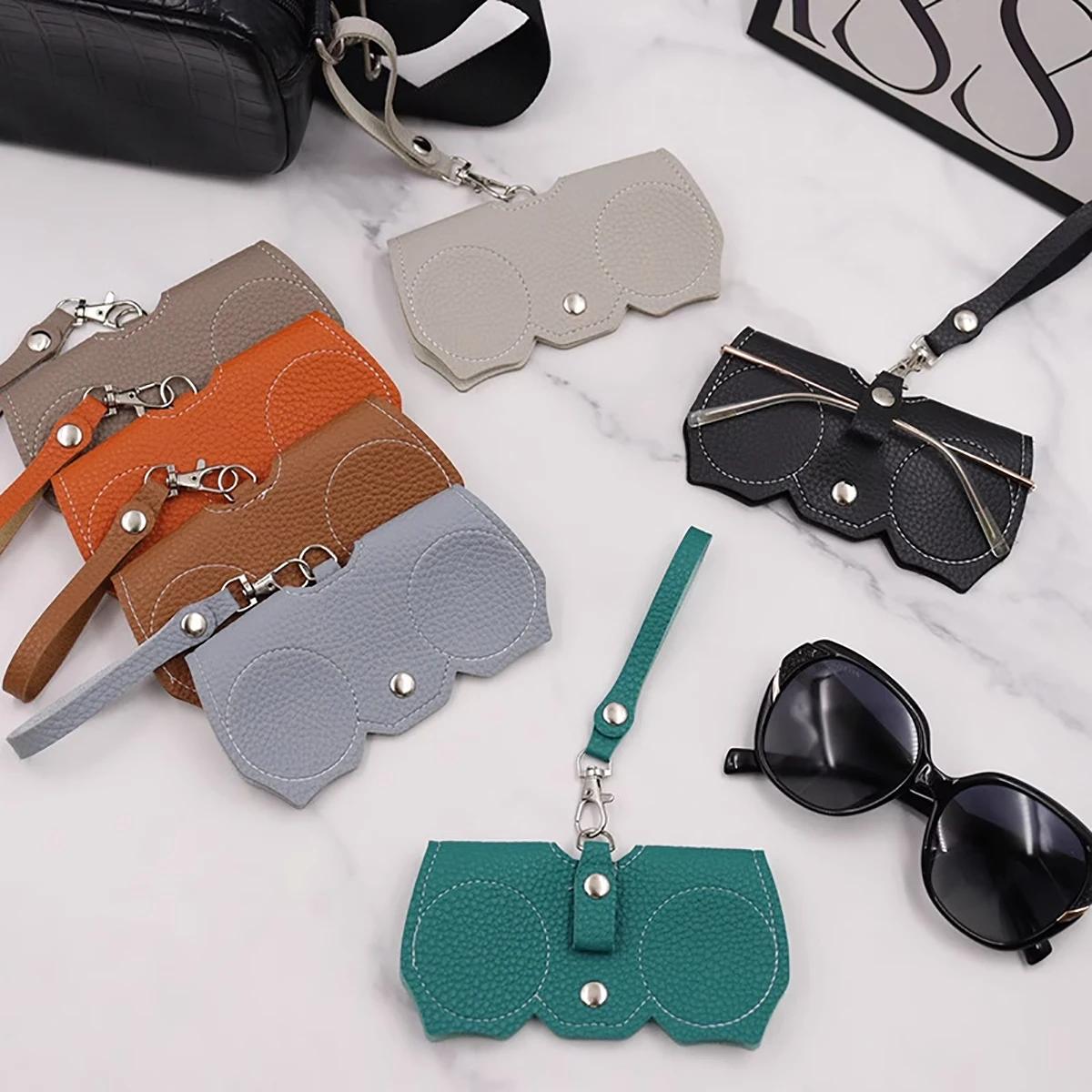 Housse de lunettes en relief Litchi, 1 pièce, jolie pochette suspendue en cuir PU pour lunettes de s