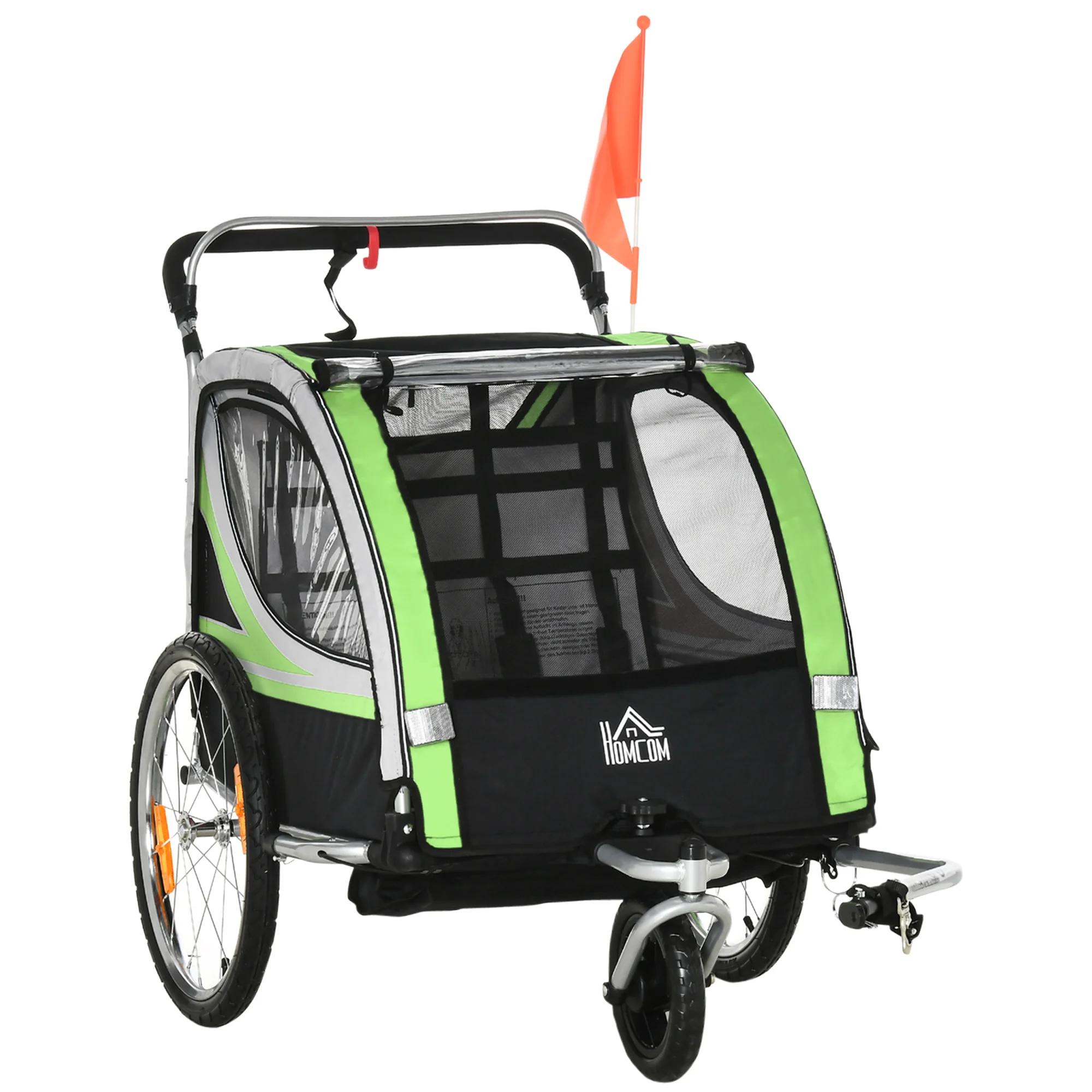 Remorque et poussette 2-en-1 HOMCOM pour enfants avec frein, ceinture 5 points, remorque de vélo ave