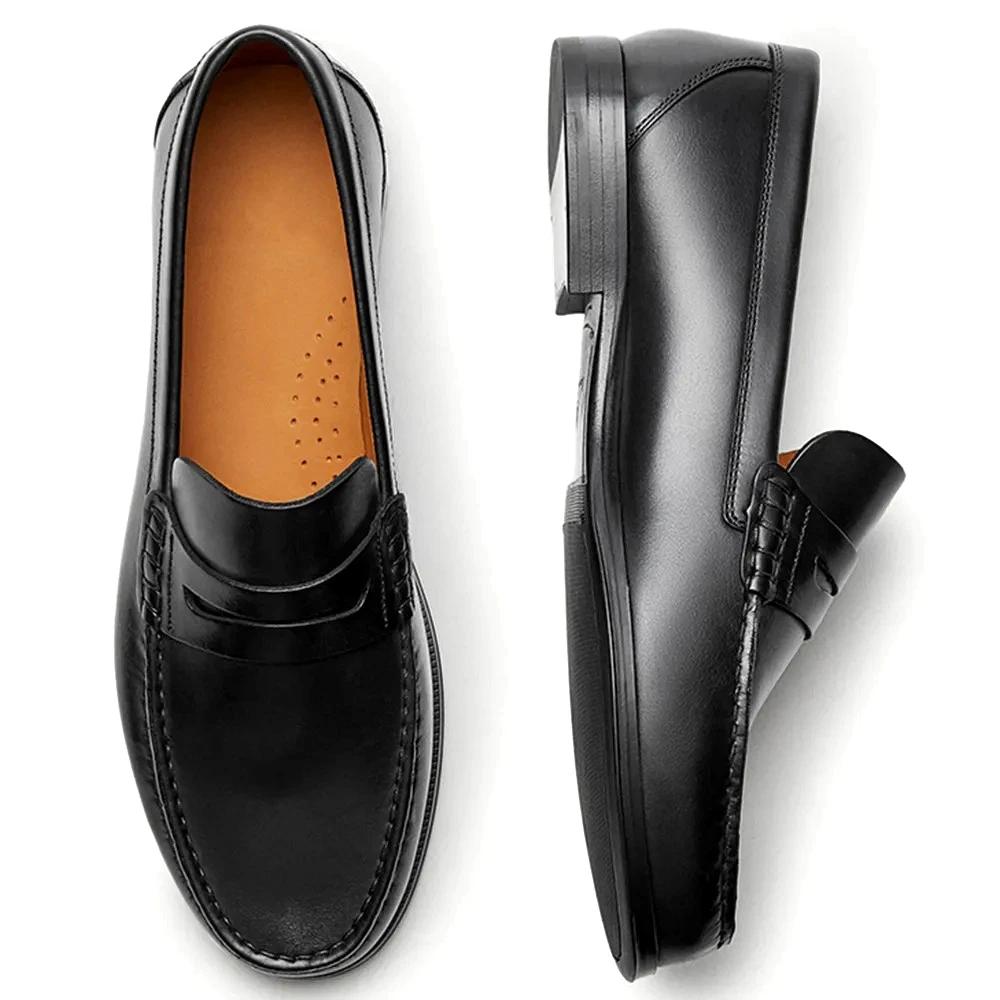 Mocassins à enfiler en cuir véritable pour hommes, couche supérieure Vintage, mocassins respirants,