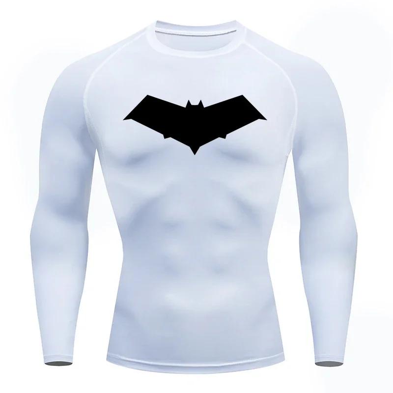 Été décontracté course Compression T-Shirt hommes hauts chauve-souris imprimé séchage rapide Fitness
