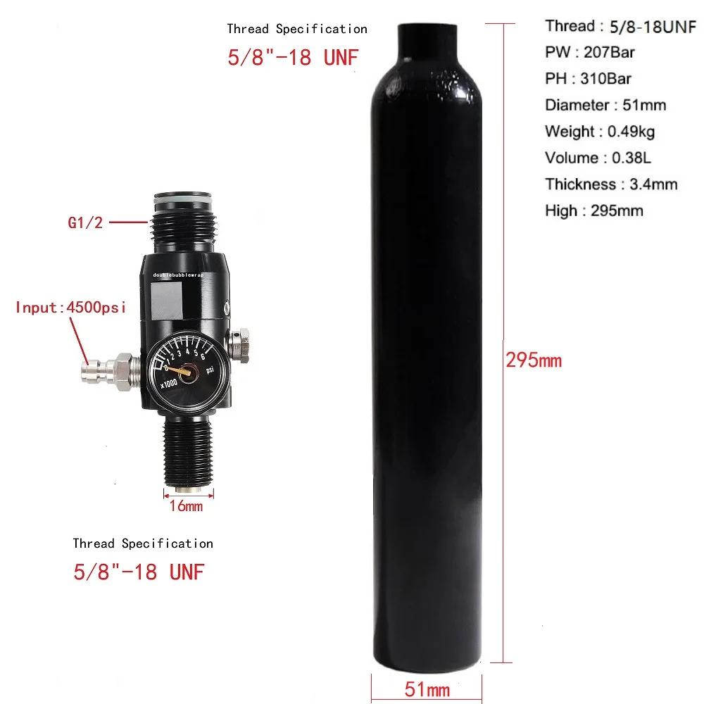 Bouteille d'Air ComTIFS HPA à Intervalles de CO2, en Aluminium Précieux, Valve Sochi, 0,38 L, 5/8-18