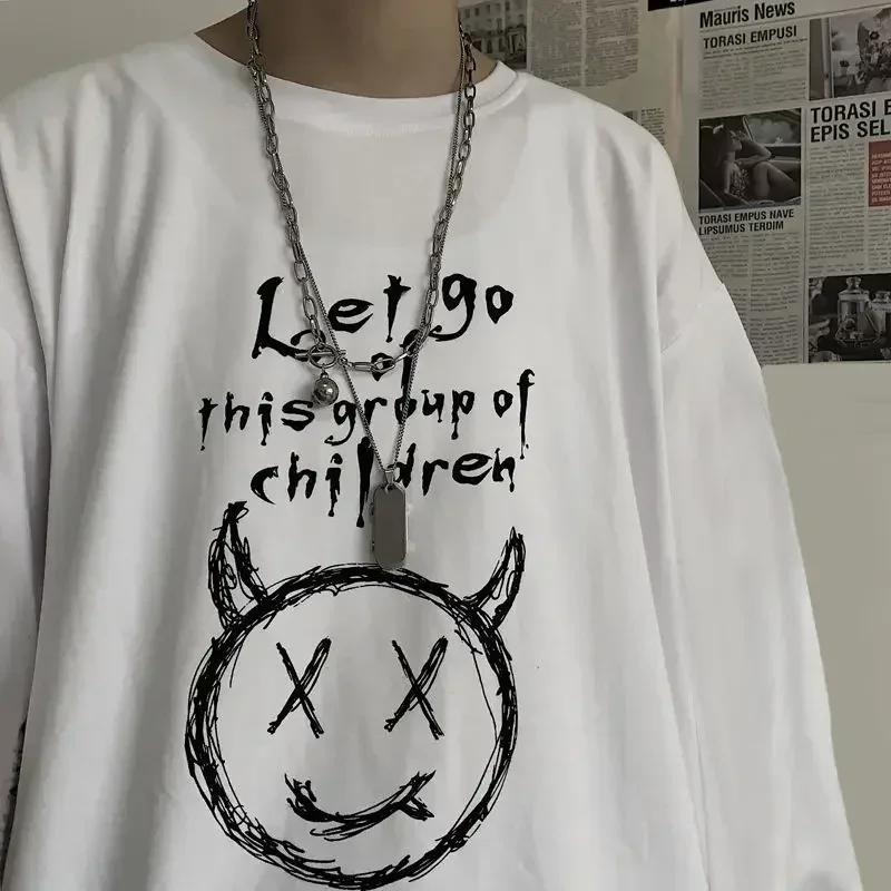 T-shirt pour hommes automne Y2k T-shirt Streetwear surdimensionné à manches longues Anime T-shirt Ha
