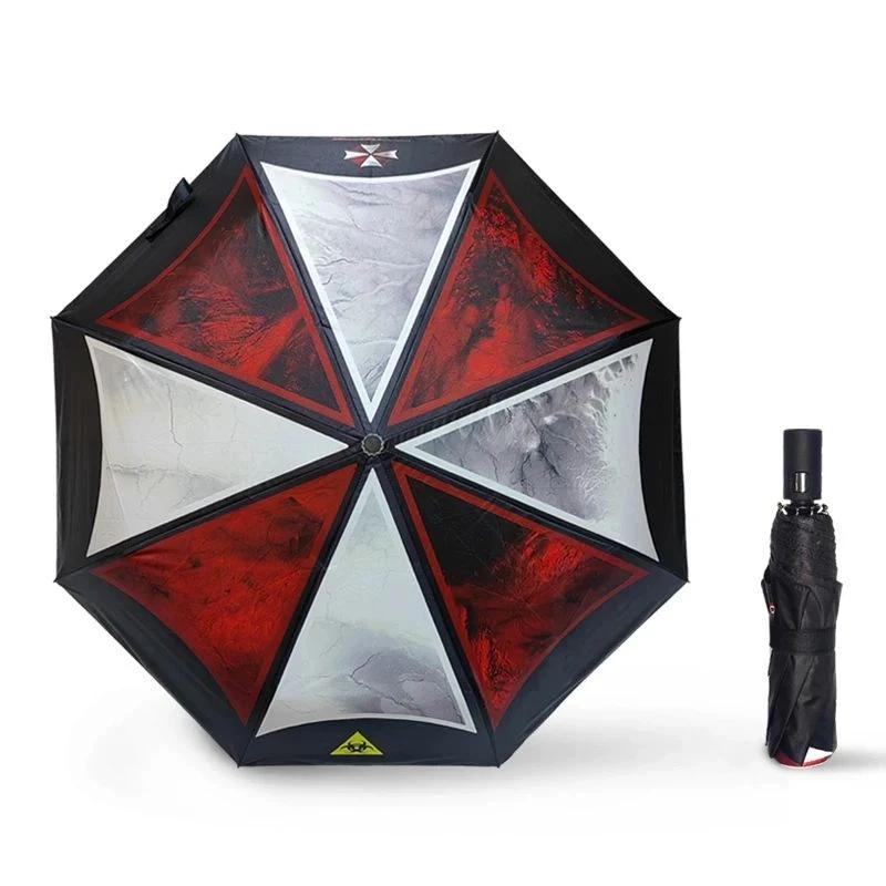 Parapluie de pluie automatique résistant au vent 3 pliable ensoleillé pluvieux imperméable UV Paraso