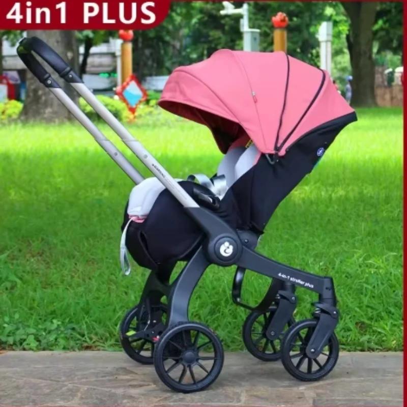 Poussette 4en1 multifonctionnelle pliable UE en stock - Combiné siège auto landau portable bébé 3en1