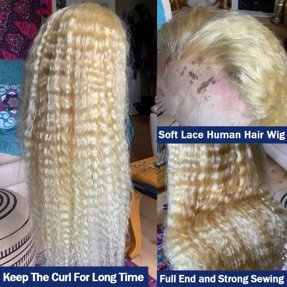 WiggKnitting-Perruque Lace Front Wig naturelle bouclée, cheveux humains, Deep Wave, 13x6, 13 age, 61